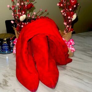 Women’s suede knee high peep toe boots